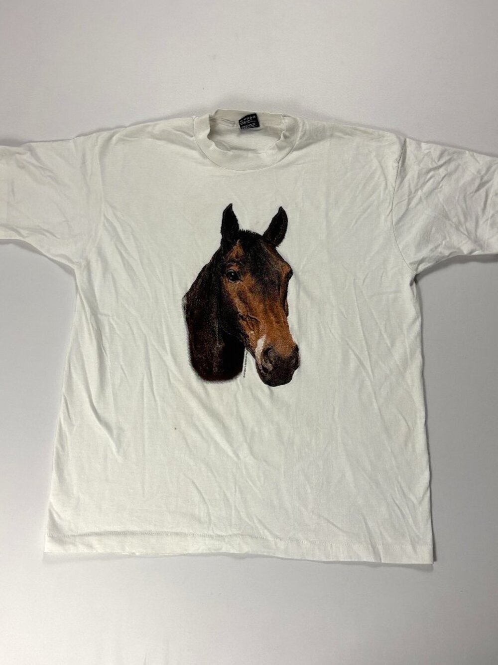 Vintage Fruit Of The Loom Horse T Shirt White XL Made In USA MCMXCII Air Waves